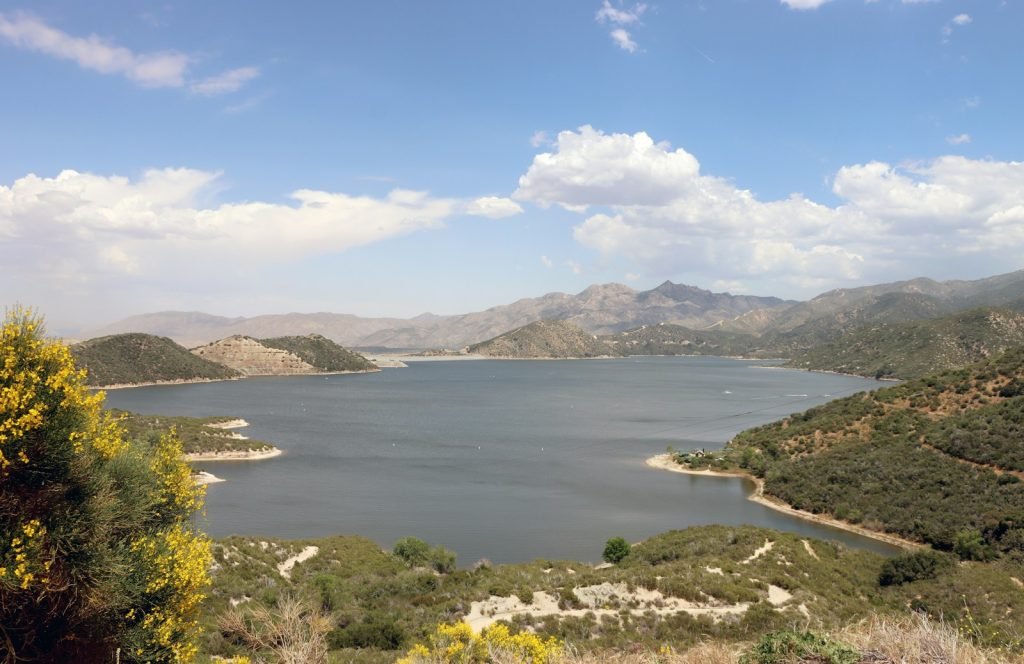 a large body of water surrounded by mountains